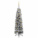 Slim Artificial Pre-lit Christmas Tree with Ball Set Green 180 cm