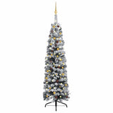 Slim Artificial Pre-lit Christmas Tree with Ball Set Green 210 cm