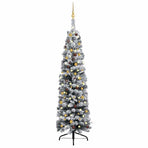 Slim Artificial Pre-lit Christmas Tree with Ball Set Green 210 cm