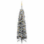 Slim Artificial Pre-lit Christmas Tree with Ball Set Green 210 cm
