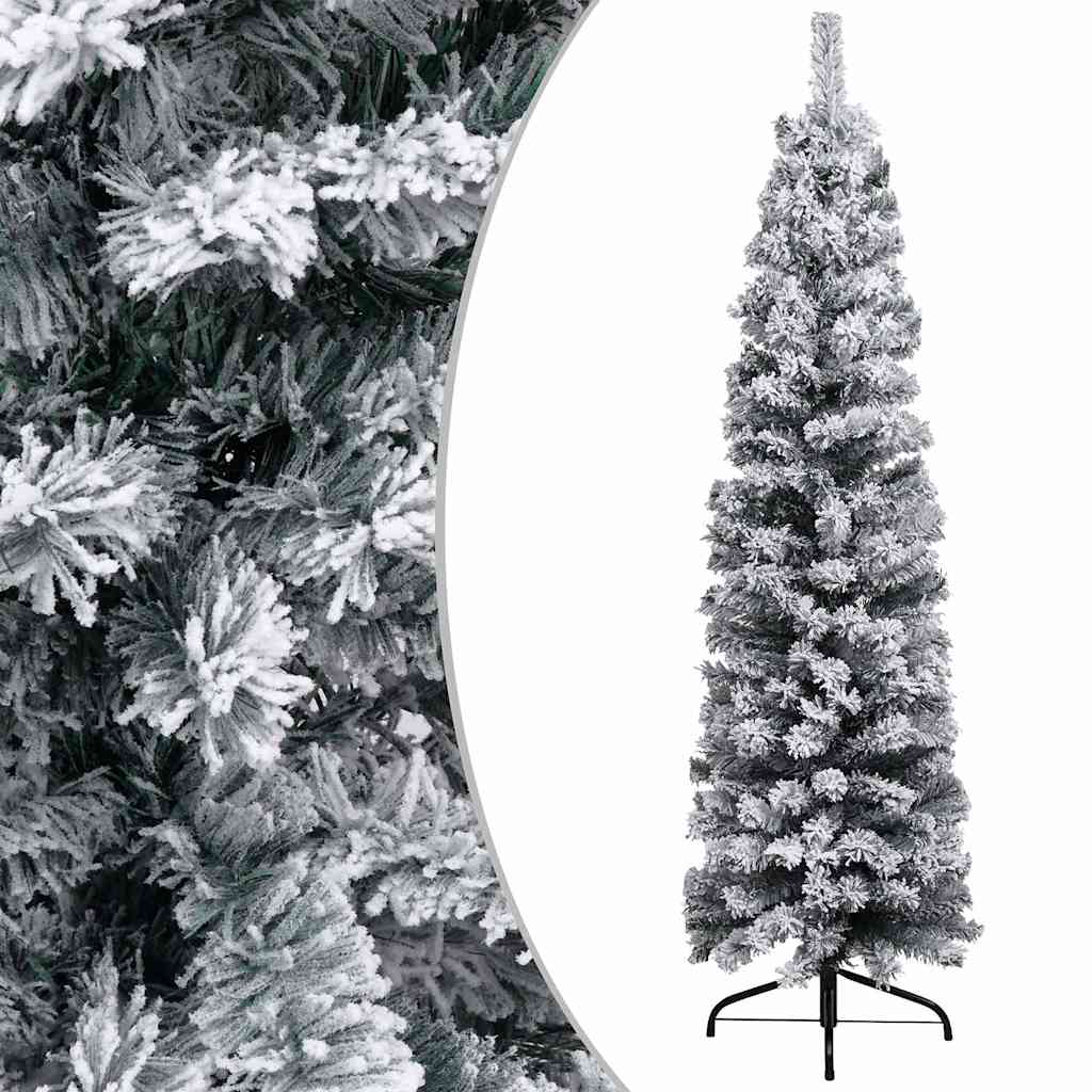 Slim Artificial Pre-lit Christmas Tree with Ball Set Green 210 cm