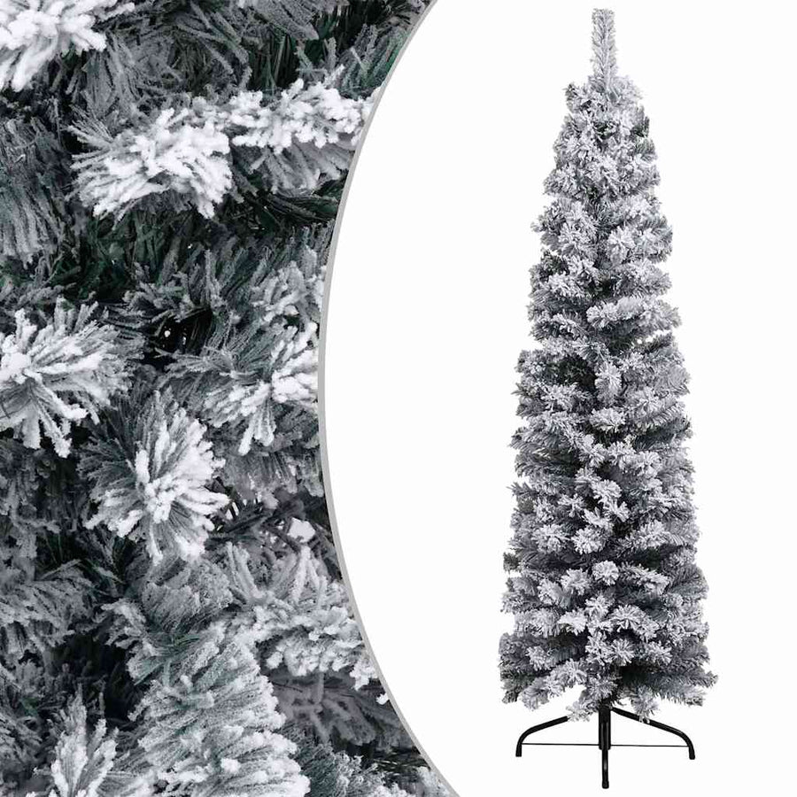 Slim Artificial Pre-lit Christmas Tree with Ball Set Green 210 cm