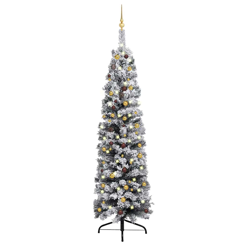 Slim Artificial Pre-lit Christmas Tree with Ball Set Green 240 cm