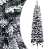 Slim Artificial Pre-lit Christmas Tree with Ball Set Green 240 cm - Front View