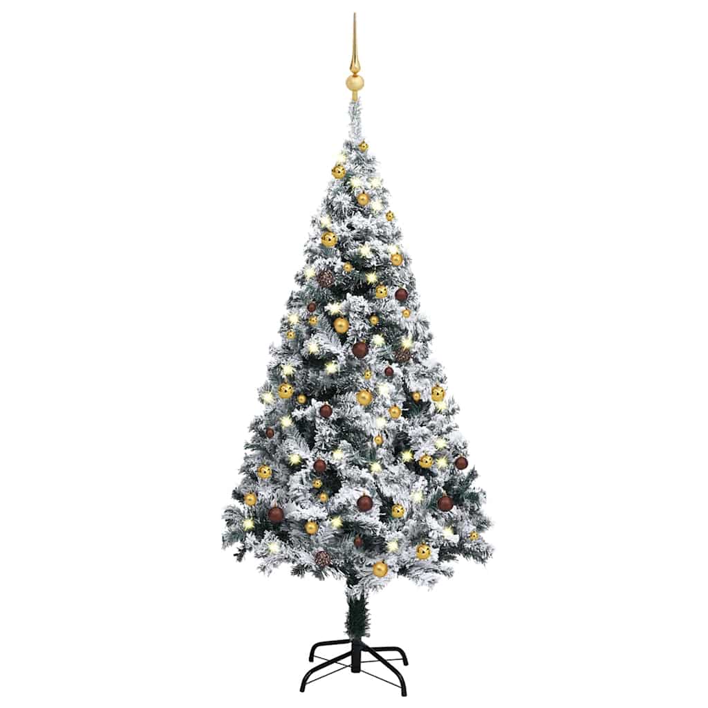 Artificial Pre-lit Christmas Tree with Ball Set Green 150 cm PVC