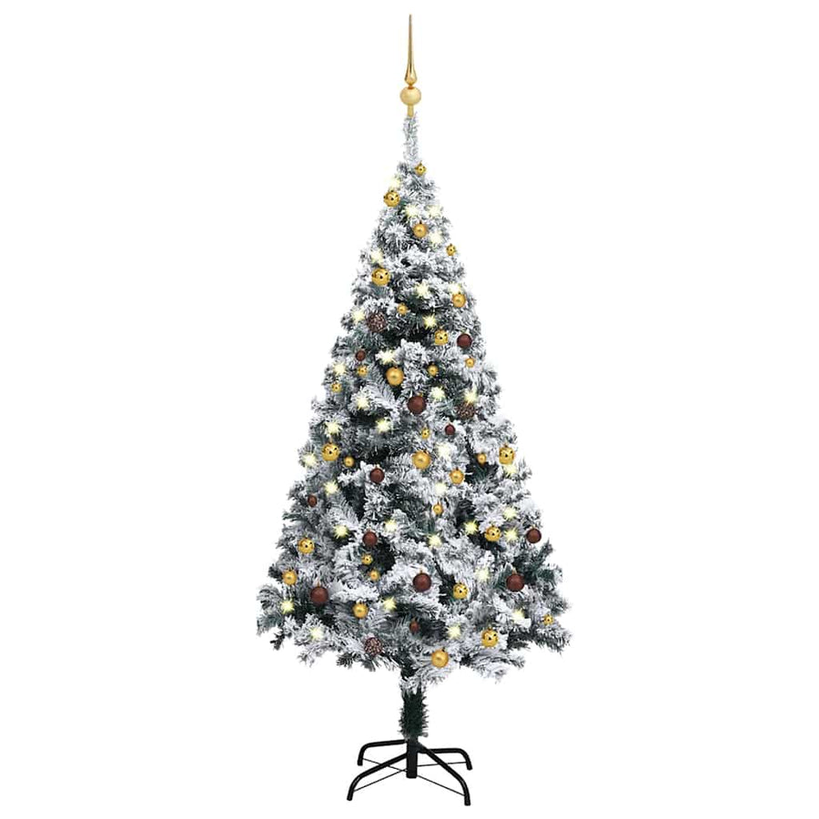 Artificial Pre-lit Christmas Tree with Ball Set Green 150 cm PVC