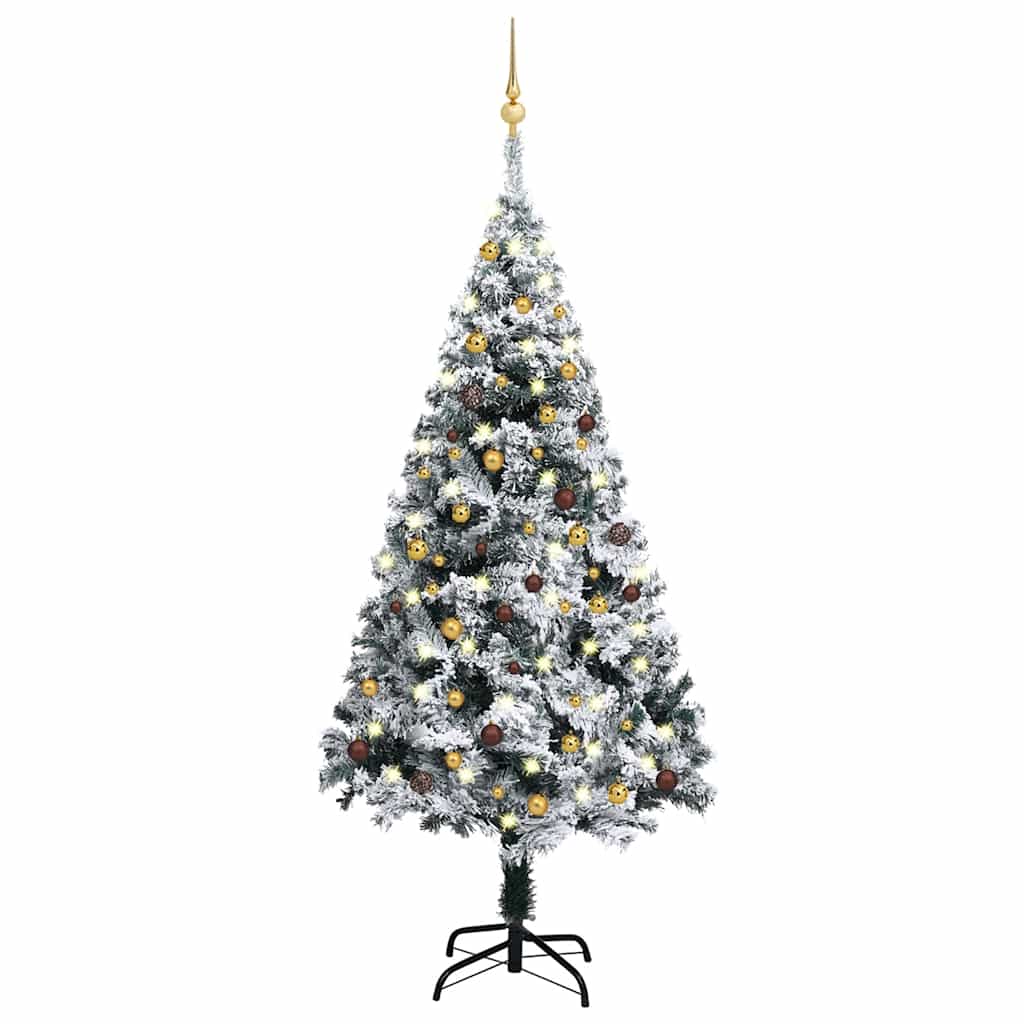 Artificial Pre-lit Christmas Tree with Ball Set Green 180 cm PVC