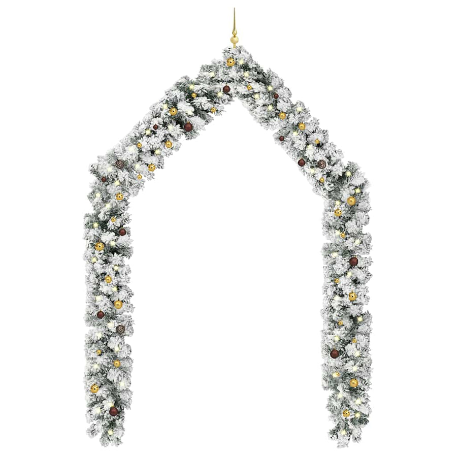 Christmas Garland with LEDs&Ball Set Green 10 m PVC
