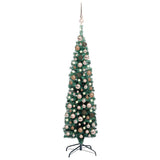 Slim Artificial Pre-lit Christmas Tree with Ball Set Green 120 cm