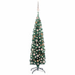 Slim Artificial Pre-lit Christmas Tree Ball Set Green 120 cm