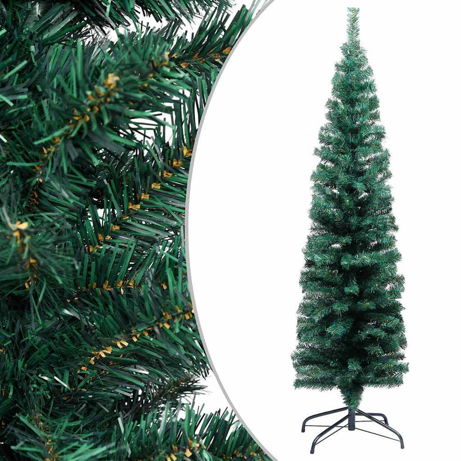 Slim Artificial Pre-lit Christmas Tree Ball Set Green 120 cm