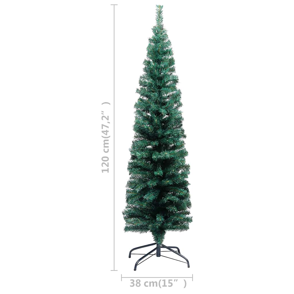 Slim Artificial Pre-lit Christmas Tree with Ball Set Green 120 cm