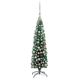 Slim Artificial Pre-lit Christmas Tree with Ball Set Green 150 cm