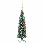 Slim Artificial Pre-lit Christmas Tree Ball Set Green 150 cm
