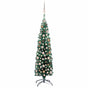 Slim Artificial Pre-lit Christmas Tree Ball Set Green 150 cm