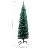 Slim Artificial Pre-lit Christmas Tree with Ball Set Green 150 cm