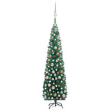 Slim Artificial Pre-lit Christmas Tree with Ball Set Green 180 cm
