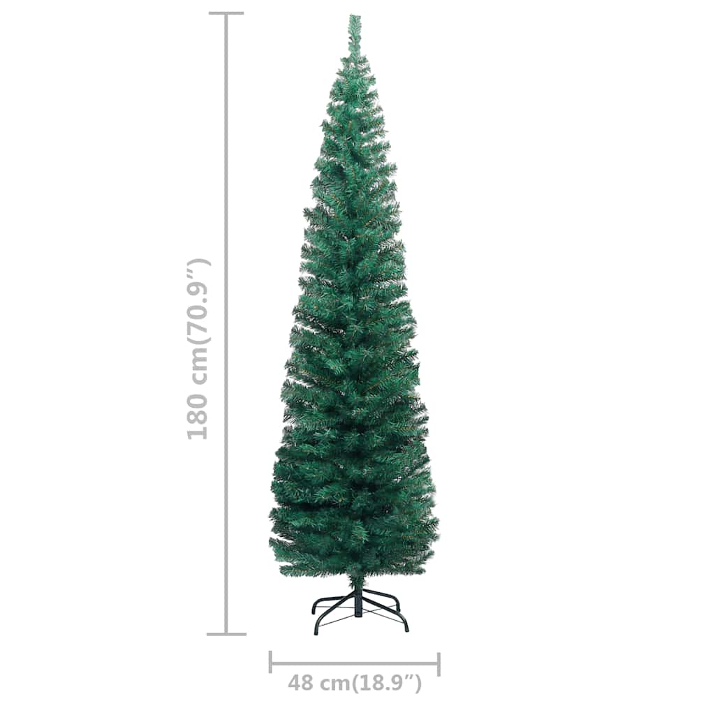 Slim Artificial Pre-lit Christmas Tree with Ball Set Green 180 cm