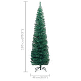 Slim Artificial Pre-lit Christmas Tree with Ball Set Green 180 cm