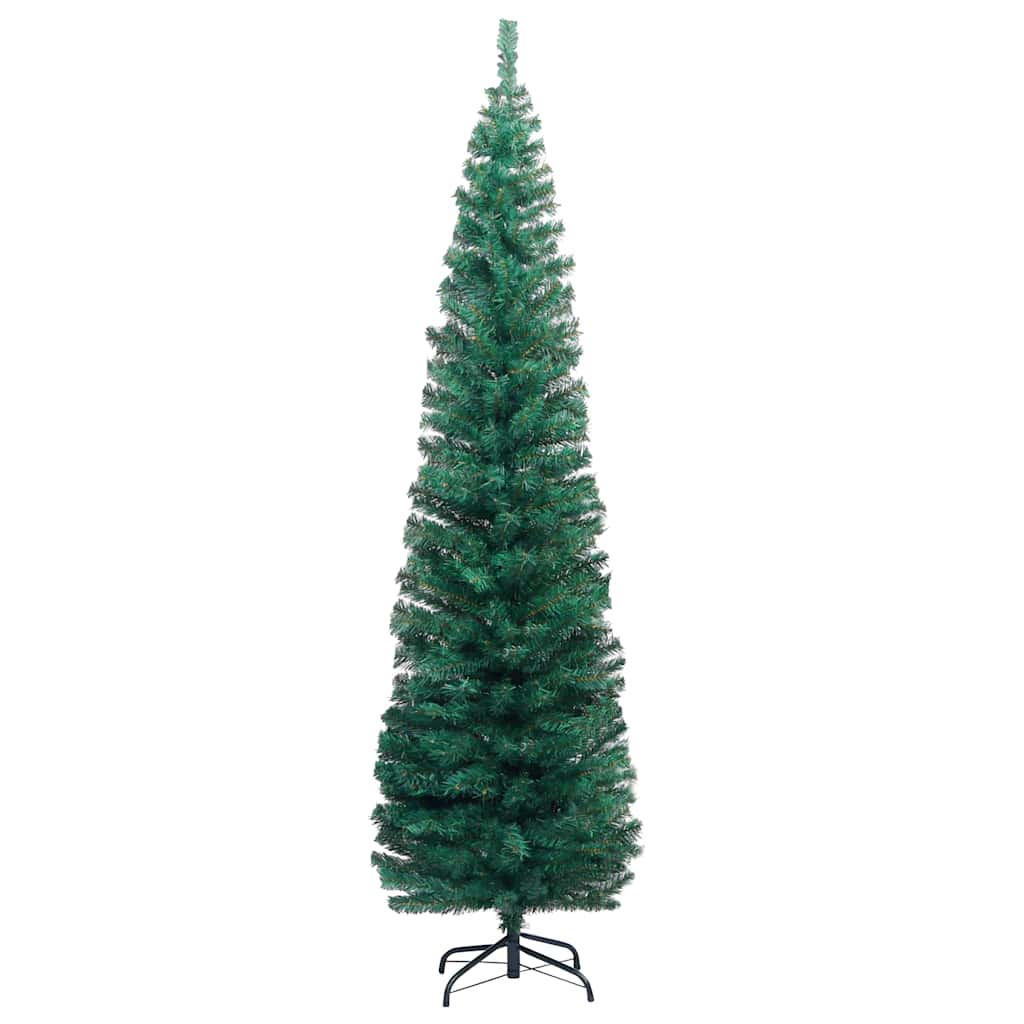 Slim Artificial Pre-lit Christmas Tree with Ball Set Green 180 cm