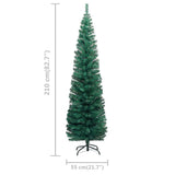 Slim Artificial Pre-lit Christmas Tree with Ball Set Green 210 cm
