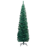 Slim Artificial Pre-lit Christmas Tree with Ball Set Green 210 cm - Side View