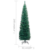 Slim Artificial Pre-lit Christmas Tree with Ball Set Green 240 cm