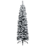 Slim Pre-lit Christmas Tree with Ball Set&Flocked Snow Green 120 cm - Side View