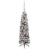 Slim Artificial Pre-lit Christmas Tree with Ball Set Green 150 cm