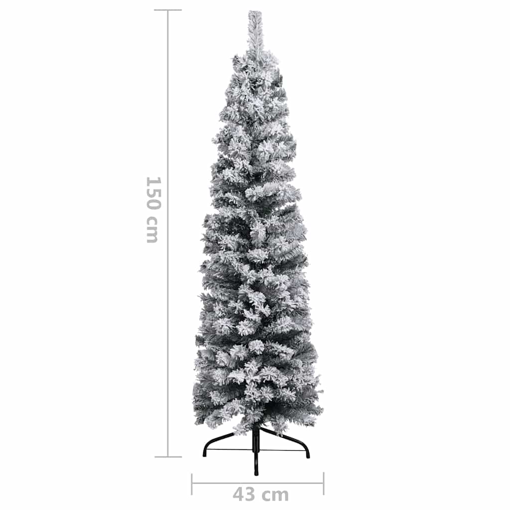 Slim Artificial Pre-lit Christmas Tree with Ball Set Green 150 cm