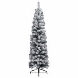 Slim Artificial Pre-lit Christmas Tree with Ball Set Green 150 cm
