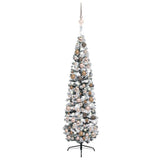 Slim Artificial Pre-lit Christmas Tree with Ball Set Green 180 cm