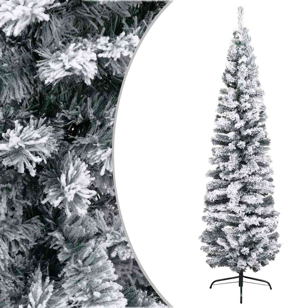 Slim Artificial Pre-lit Christmas Tree with Ball Set Green 180 cm