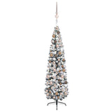 Slim Artificial Pre-lit Christmas Tree with Ball Set Green 210 cm