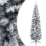 Slim Artificial Pre-lit Christmas Tree with Ball Set Green 210 cm - Front View