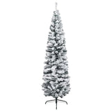 Slim Artificial Pre-lit Christmas Tree with Ball Set Green 210 cm - Side View