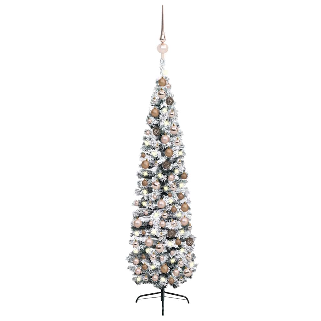 Slim Artificial Pre-lit Christmas Tree with Ball Set Green 240 cm