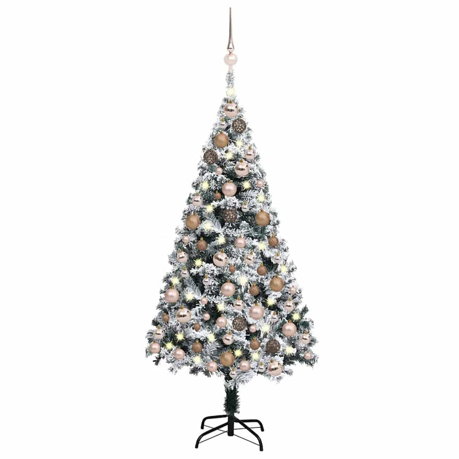 Artificial Pre-lit Christmas Tree with Ball Set Green 150cm PVC