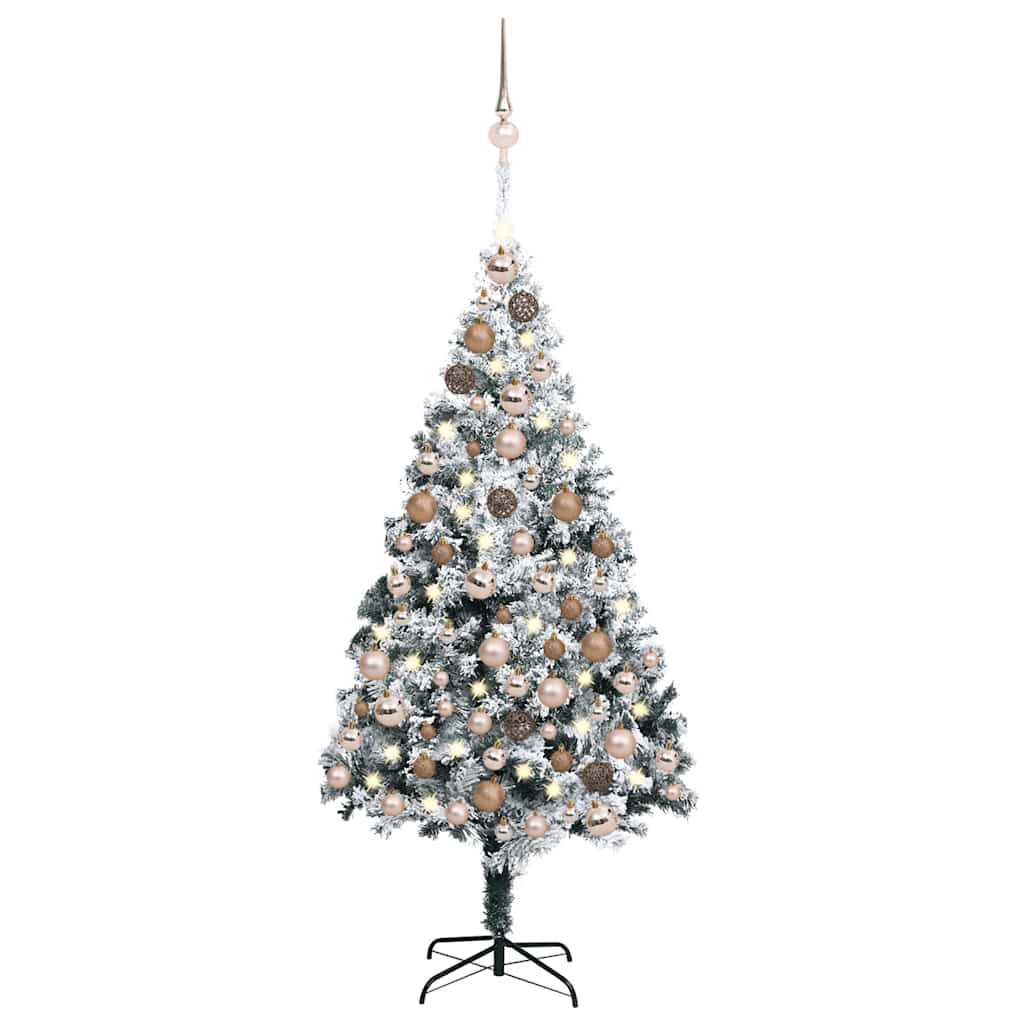 Artificial Pre-lit Christmas Tree with Ball Set Green 180 cm PVC