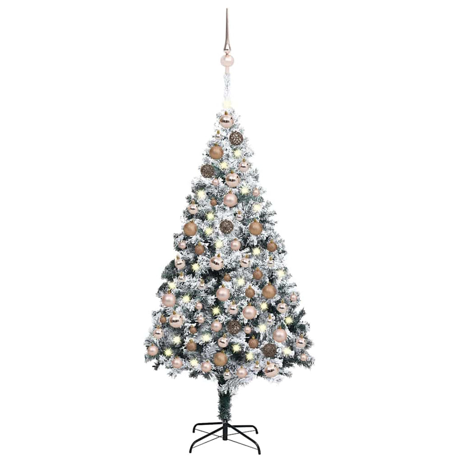 Artificial Pre-lit Christmas Tree with Ball Set Green 180cm PVC