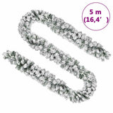 Christmas Garland with LEDs&Ball Set Green 5 m PVC
