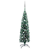Slim Artificial Pre-lit Christmas Tree with Ball Set Green 120 cm