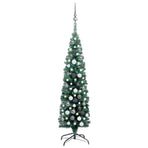 Slim Artificial Pre-lit Christmas Tree with Ball Set Green 120 cm