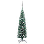 Slim Artificial Pre-lit Christmas Tree with Ball Set Green 120 cm