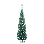 Slim Artificial Pre-lit Christmas Tree with Ball Set Green 210 cm