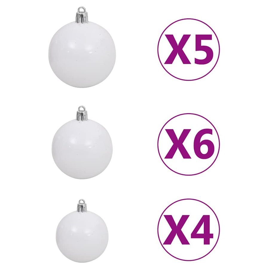 Slim Artificial Pre-lit Christmas Tree with Ball Set Green 210 cm