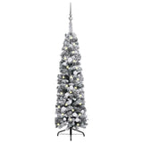 Slim Pre-lit Christmas Tree with Ball Set&Flocked Snow Green 120 cm