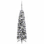 Slim Pre-lit Christmas Tree with Ball Set&Flocked Snow Green 120 cm
