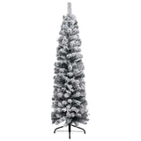 Slim Pre-lit Christmas Tree with Ball Set&Flocked Snow Green 120 cm