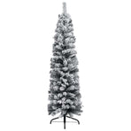 Slim Pre-lit Christmas Tree with Ball Set&Flocked Snow Green 120 cm